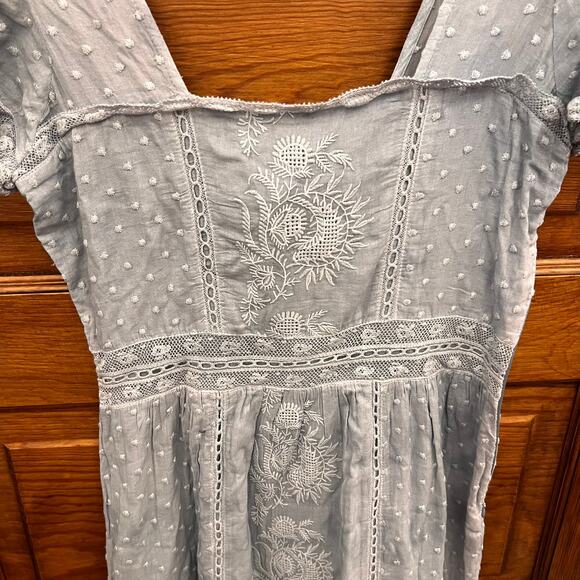 LoveShackFancy Norma Dress Washed Denim Blue size 0 $595 NWT's Embroidered - Picture 3 of 16